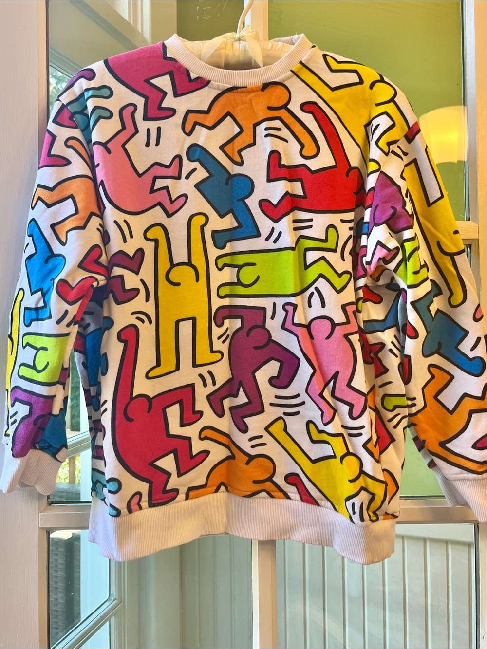 Keith Haring Rainbow Pop-Art Crewneck Sweatshirt Multicolor Graffiti Art to Wear